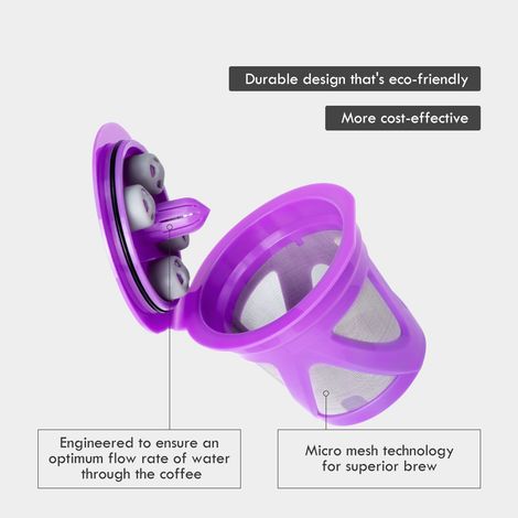 Geeignet für Keurig 2.0 K-Cup-Kaffeekapseln, wiederverwendbar, nachfüllbar mit Kaffeebohnen-Pads, mit 5 Löchern, Kaffeekapselgehäuse, Fünf-Loch-K-Cup-Filter, Stil 1, 3 schwarze + 3 violette.