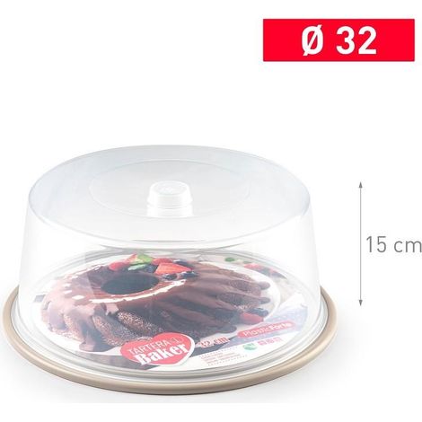 Copritorta Copri Torta Contenitore con Vassoio Baker Alta Tortora 32 cm (1/2)