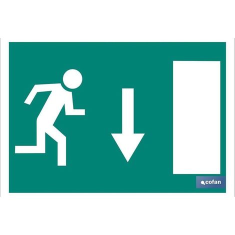Panneau lumineux 210x148mm Sortie de secours vers le bas