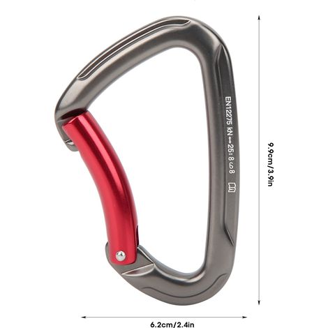 Mousqueton d'escalade de type D, résistant à l'usure, roulement 25kN, équipement d'extérieur en alliage d'aluminium (1/5)