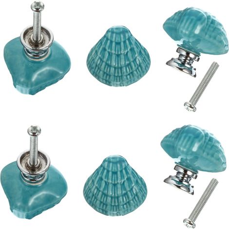 DECHOUS Lot de 6 boutons en céramique bleue, poignées élégantes (1/5)