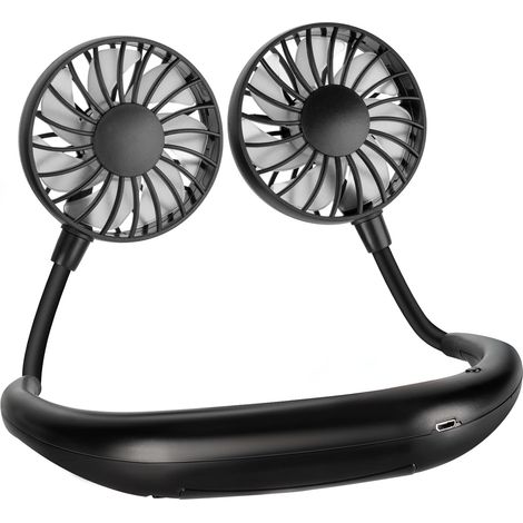 Nackenventilator 2000mAh USB leise tragbar Outdoor Schwarz (1/5)
