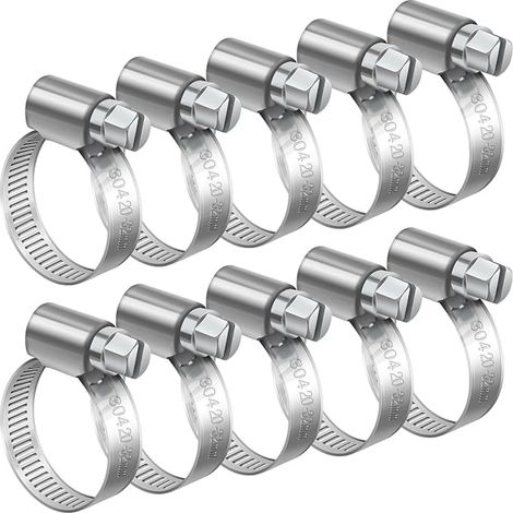20-32mm Collier de Serrage Réglable Inox 304 Métallique (1/2)