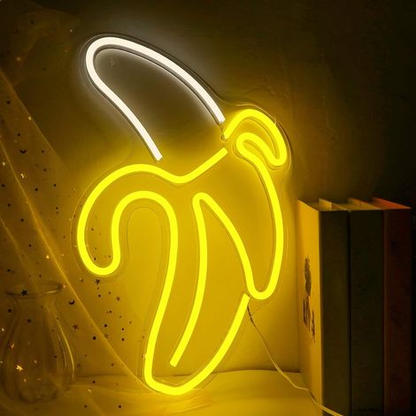 1 Enseigne lumineuse, Néon LED banane, Faite main, Économie d'énergie, Chambre enfant Fête Noël (1/5)