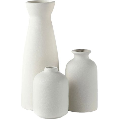 Ensemble de 3 Vases en céramique, décoration de maison-Blanc (1/5)