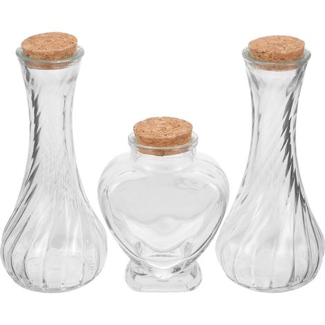 Conteneur de bricolage en verre pour cérémonie du sable, ensemble de 3 bouteilles en verre, décoration de bureau pour mariage et art décoratif (1/5)