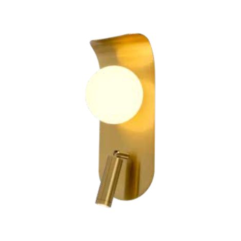 Pati - Lampada da parete moderna 31 cm in ottone dorato + sfera lattiginosa (1/3)