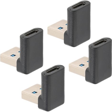 Lot de 4 adaptateurs USB Type C à angle droit, transmission 10 Gbit/s, adaptateur portable USB mâle vers Type C femelle pour ordinateurs portables et de bureau (1/5)
