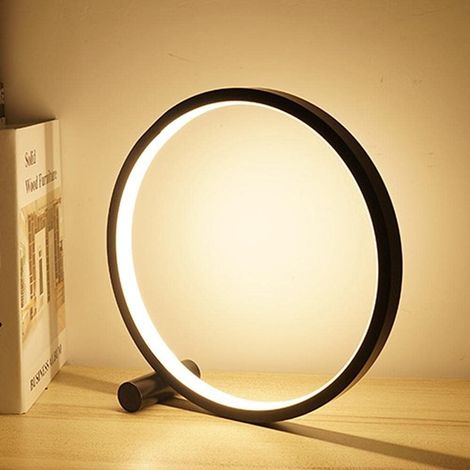 Lampe De Table Moderne 5W En Aluminium Rond LED Lampe De Chambre À Coucher Lecture Touch Switch Switch Light Minimaliste Cercle NightStand Lampe De Chevet (Color : White)