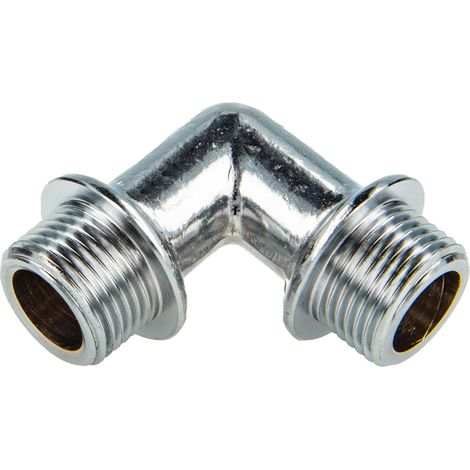 tecuro Winkel 90° beidseitig Außengewinde G 3/8 Zoll (DN 10), Messing glanzverchomt (1/5)