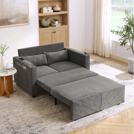 Sofa Sitzmöbel Schlafbett USB Funktion Holz Stoff HAVRYA (1/5)