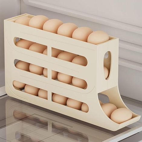 Distributeur d'œufs pour réfrigérateur, conteneur pour 30 œufs, organisateur d'œufs empilable à 4 niveaux, support pour plateau à œufs en plastique (1/5)