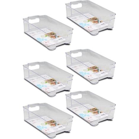 Boîte de rangement pour réfrigérateur - JUANIO - Lot de 6 - Transparent - Poignées double face - Compatible congélateur (1/4)