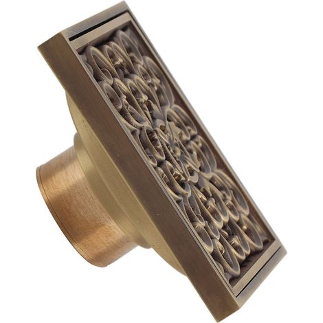 Grille de siphon de sol de douche en laiton antique 10 cm, couvercle de crépine de siphon de salle de bain (1) (1/3)
