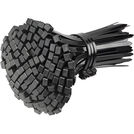100 attaches de câble - Résistantes à la chaleur - Haute qualité - Résistantes aux produits chimiques - Gestion des câbles, jardinage, ateliers - Noires - 900 x 9,0 mm (1/5)