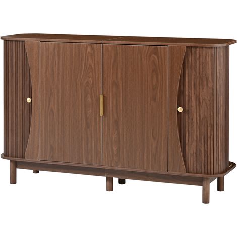 Sideboard aus MDF in Nussbaumoptik 140x40x88 cm mit Schiebetüren, 60 kg (1/5)