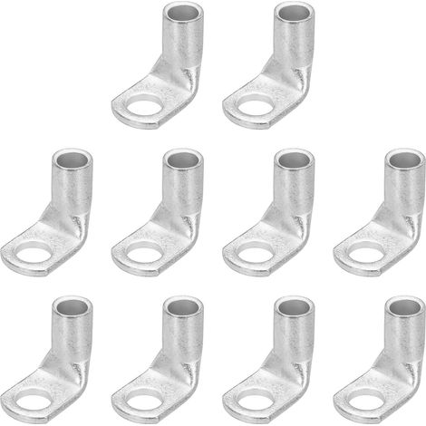 1AWG - 5/16" Bornes En Cuivre, Embouts De Câble De Batterie À 90 Degrés, Connecteurs À Oeil En Cuivre Nu Pour Fournitures Électriques Marines (Argent, 10Pcs) (1/5)