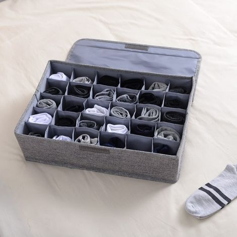 Boîtes de rangement pour chaussettes et sous-vêtements, 30 compartiments, boîtes pliables pour ranger foulards, cravates, ceintures et autres accessoires (1/5)