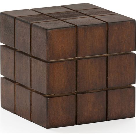 Cube décoratif en bois de bouleau marron foncé élégant - marron foncé bois naturel (1/3)
