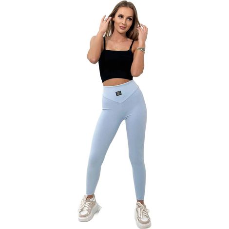 Leggings a coste blu