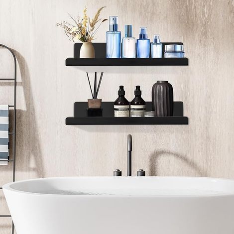 Étagères Flottantes Noires en Métal 30X10X6cm Déco Mural (1/3)