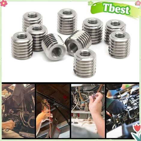 Tbest Inserts de filetage Inserts Filetés 10 Pièces, Outil de Réparation de Filetage en Acier Inoxydable avec quincaillerie boulon (1/5)