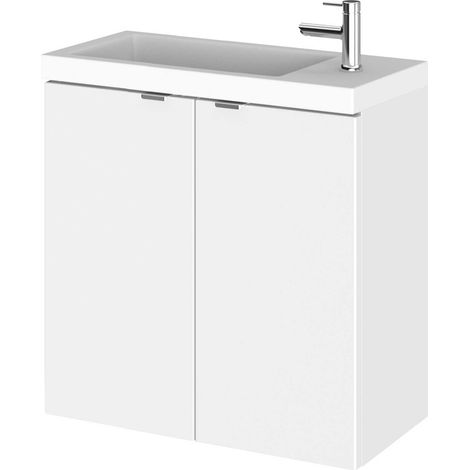 Hudson Reed Fusion Compact Gloss White 500mm Wall Hung 2 Door Combination Vanity Unit - CBI138 (1/5)