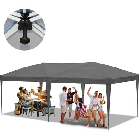SWANEW Tenda pieghevole per feste Pergolato da giardino Tenda pieghevole protezione UV per esterni, campeggio Senza pannelli laterali 3x6m Grigio (1/5)