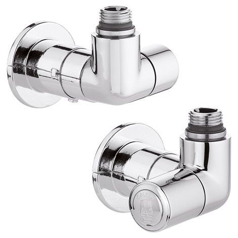 Coppia di valvole a doppia squadra per termoarredi in ottone cromato - Caleffi High-Style