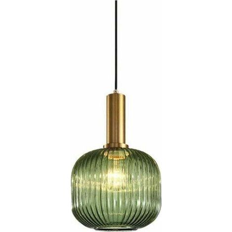 Vintage industrial pendant light, retro modern style hanging ceiling light, pendant light, glass shade with polished brass lamp holder [Energy Class A++], TRIMEC