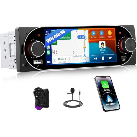 Autoradio 1 DIN Universel SIXWIN - Écran Tactile IPS 5,1 Pouces, CarPlay et Android Auto Sans Fil, Bluetooth 5.2, FM, EQ (1/5)