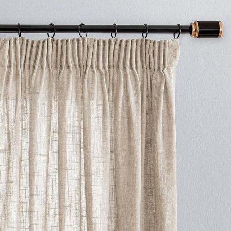 Rideau Lin Foncé 140x225cm-2pcs Rideaux Voilage Beige Chambre Enfant Rideaux et Draperies Intérieurs à Oeillets Translucides Décoratif Salon Moderne Cuisine 2pcs (1/5)