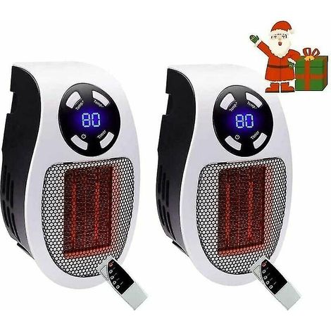 Lot de 2 radiateurs soufflants en céramique de 500 W, mini radiateurs portables avec prise [JUN]-AquaForge