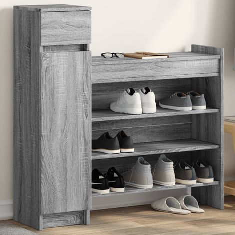 Schuhschrank Grau Sonoma 100,5x28x100 cm Holzwerkstoff (1/5)
