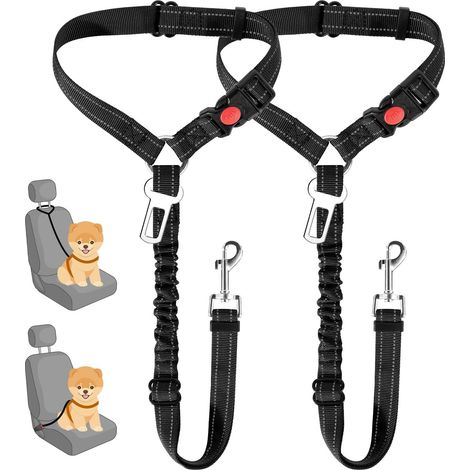 Set mit 2 Hunde-Autogeschirren/Sicherheitsgurten, 2-in-1 Kopfstützenleine/Rückhaltesystem, reflektierende Hunde-Sicherheitsleine (1/5)