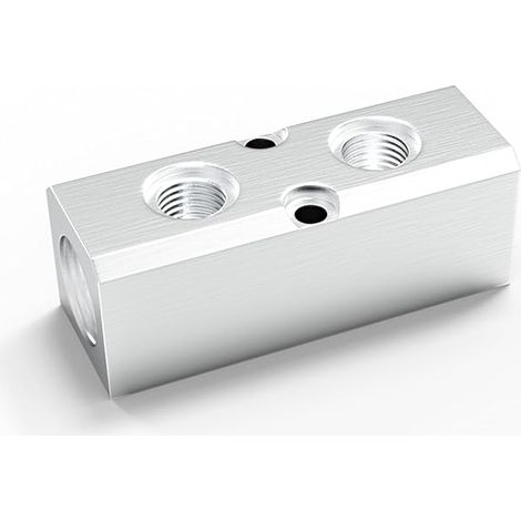 Ensemble de 4 pièces 2 voies 4 orifices collecteur pneumatique en aluminium bloc de distribution d'air shunt 1 / 4 "sortie 1 / 2" entrée d'air (1/4)