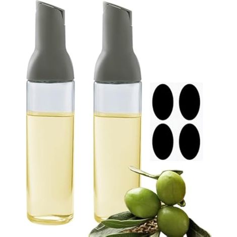 Lot de 2 distributeurs d'huile d'olive de 500 ml pour la cuisine - Distributeur d'huile d'olive à rabat automatique - Large ouverture - Facile à remplir et à nettoyer - Distributeur d'huile en (1/5)