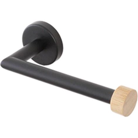 Porta Rotolo da Muro per Bagno in Acciaio Colore Nero e Bambu' da Parete (1/2)