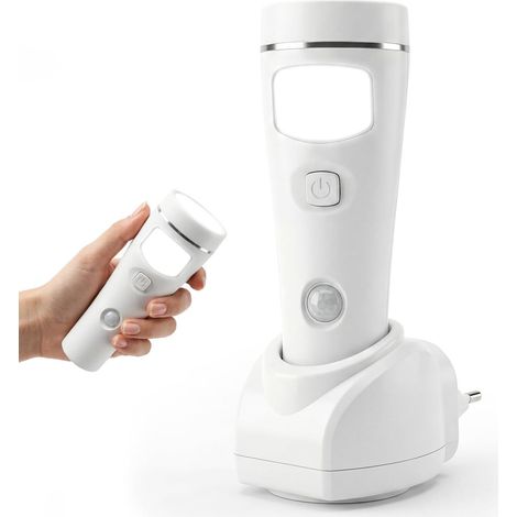 Veilleuse Lampe de Poche avec Détecteur de Mouvement, Lampe d'urgence Rechargeable Sur Socle Fiche UE pour Les Pannes de Courant, Veilleuse, Couloir, Lampe de Travail Portative, Lot de 1 (1/5)