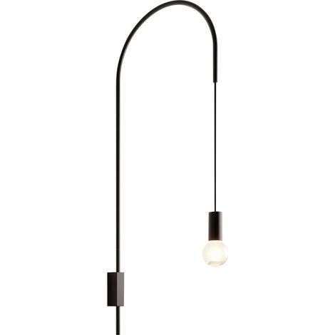 Zafferano - Lampada da Parete Filo, Orientabile 200°, Metallo Verniciato Lampadina E27 max 60W inclusa, H110cm - Nera (1/2)