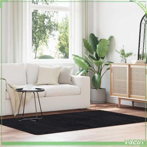 4102830 Tapis Shaggy à poils longs NAVARRA noir 130x200 cm polyester (1/5)