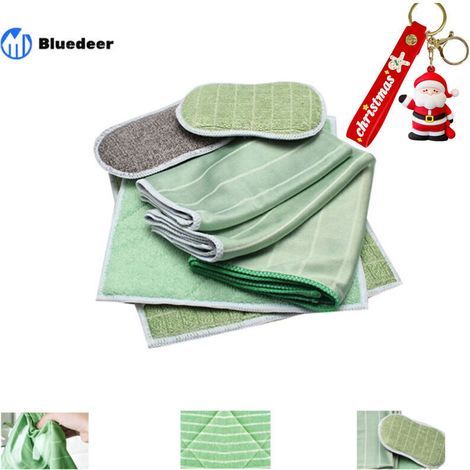 Lot de 6 Chiffon Bambou Microfibre pour Vitres Miroirs Carreaux Carrosserie Microfibre Bambou Vitre Ménage Salle de Bain (1/4)