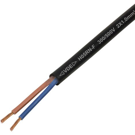 TRU COMPONENTS TC-13389168 Gummischlauchleitung H05RN-F 2 x 1 mm² Schwarz 50 m