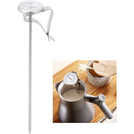 Thermomètre moussant à café suspendu réglable, jauge de température avec Clip, outils de cuisine, Type Long (1/5)