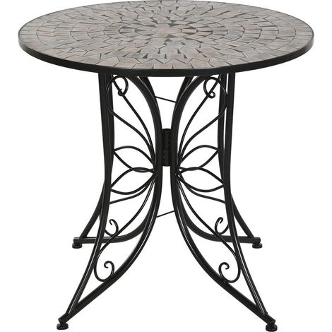 Mesa Redonda Comedor Metal Ceramica 80X80X76 Negro (1/5)