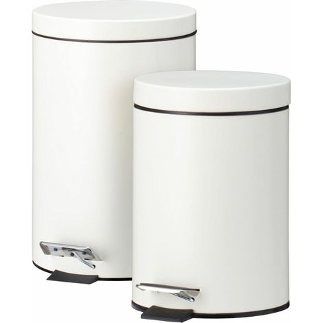 Abfalleimer-Set 12 l + 3 l, mattcreme (1/3)