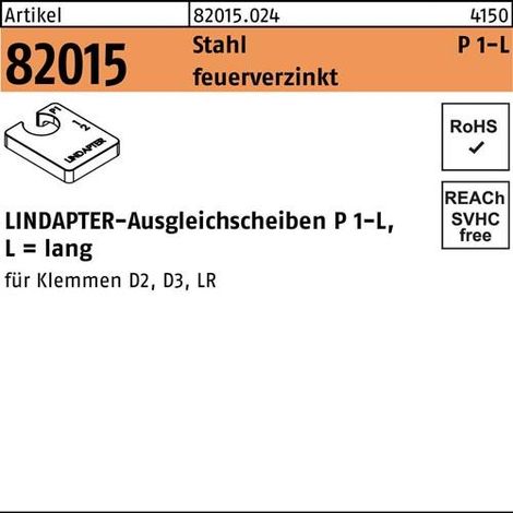 Rondelle d'égalisation R 82015 GTW 40 P1 M12/6,0 acier galvanisé 1 pc LINDAPTER