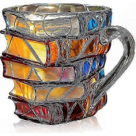 Tasse en céramique peinte à la main, motif livre 3D unique, cadeau idéal pour les amoureux de littérature, mug artistique original. (1/5)