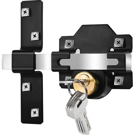 Long Reach Door Lock, Double Sided Door Lock, Suitable for Right and Left Wooden Door, Keys (70mm) (1/4)