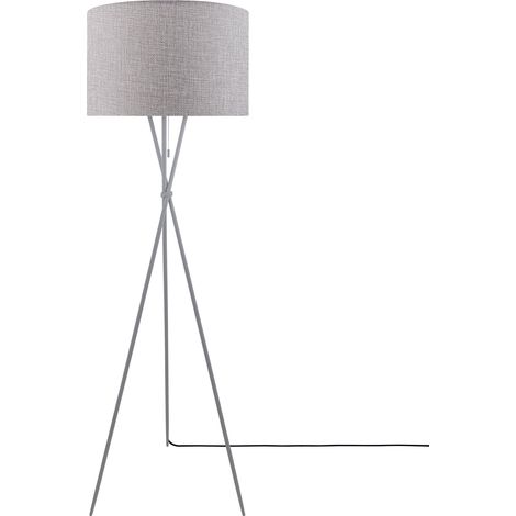 Paco Home Luminaria Pie Moderna Salón Trípode 157cm Interruptor Cadena  Gris (Ø45.5 cm),  De tres patas negro + lámpara